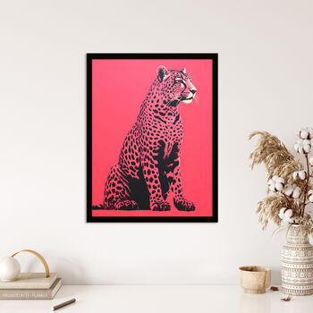 Watermelon Pink Cheetah Animal Bold Wall Art Print, 4 of 6