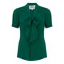 Eva Short Sleeve Blouse In Hampton Green 1940s Style, thumbnail 1 of 2