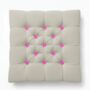 Upholstered Linen Square Footstool With Contrast Button Tufting, thumbnail 9 of 12