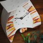 Handmade Ceramic Large Mantel Clock In Bright Warm Colours. Geometric Design. Triangle Patterns, thumbnail 3 of 8