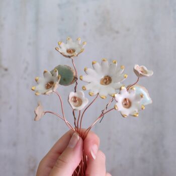 White And Gold Ceramic Flower Bouquet Small, 5 of 11