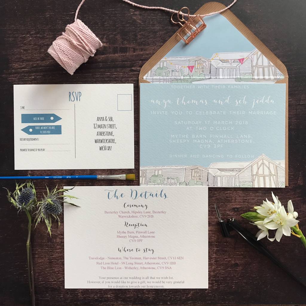 the venue wedding invitation set by clarendon design