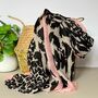 Leopard Print Scarf With Pink Border, thumbnail 1 of 2