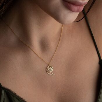 Sterling Silver Nautilus Seashell Necklace, 8 of 9