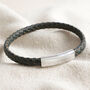 Men's Navy Antiqued Woven Leather Bracelet, thumbnail 1 of 5