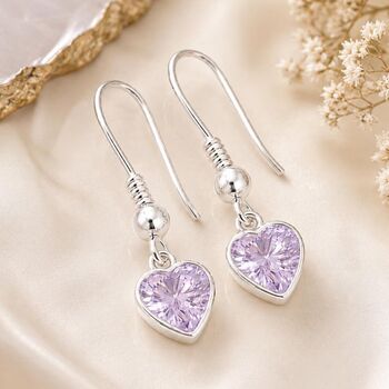 June Heart Birthstone Sterling Silver Alexandrite Earrings, 3 of 5
