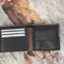 Personalised Black And Brown Trifold Wallet Rfid, thumbnail 3 of 7