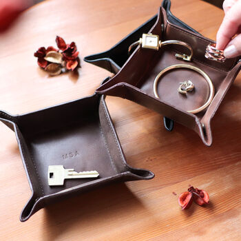 Personalised Leather Jewellery Tray Christmas Gift For Him Or Her, 2 of 9