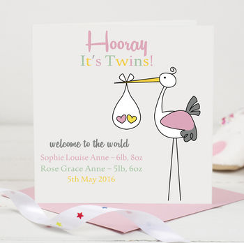 Personalised Twins Stork Card, 2 of 2