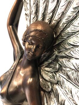 Art Deco Bronze Lady Figurine Silver Dress And Fan 38cm, 4 of 12