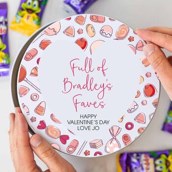 Personalised Round Valentines Day Sweetie Chocolate Tin, 2 of 2