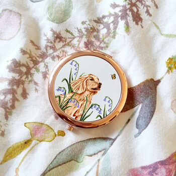 Illustrated Dog Rose Gold Compact Mirror, 4 of 8