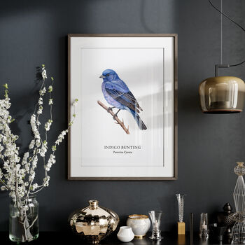 Indigo Bunting Bird Wall Print, 4 of 6