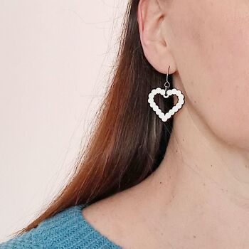 Bubble Heart Wooden Dangle Earrings White, 3 of 7
