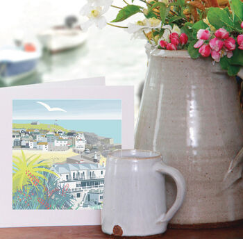 St Ives And Palms Cornwall Greeting Cards, 2 of 2