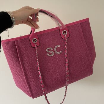 Personalised Pink Large Chain Tote Bag, 4 of 9