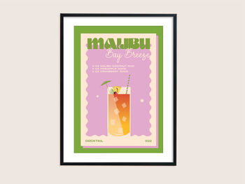 Retro Cocktail Malibu Bay Breeze Print, 5 of 5