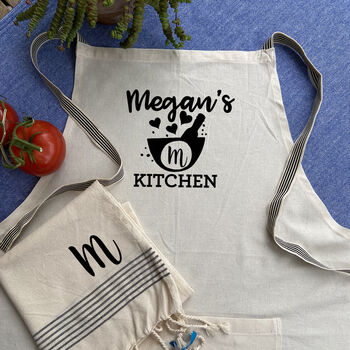 Personalised Cotton Apron, Tea Towels, Sustainable Gift, 5 of 11