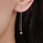 Extra Tiny Cz Starburst Threader Earrings In Sterling Silver, thumbnail 1 of 9