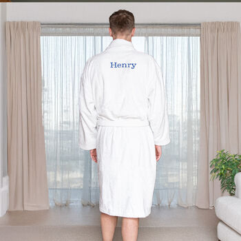 Customisable Embroidered Shawl Collar Thick Spa Bathrobe, 3 of 12
