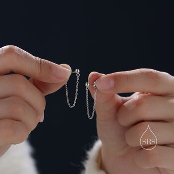 Sterling Silver Ball Chain Earrings, 4 of 12