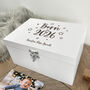 Personalised Born In 2026 Stars Engraved White New Baby Keepsake Box Three Sizes 22cm | 27cm | 30cm, thumbnail 4 of 8