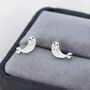 Seal Stud Earrings In Sterling Silver, thumbnail 2 of 10
