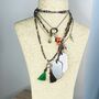 Picasso Beaded Dog Tag Charm Necklace, thumbnail 2 of 5