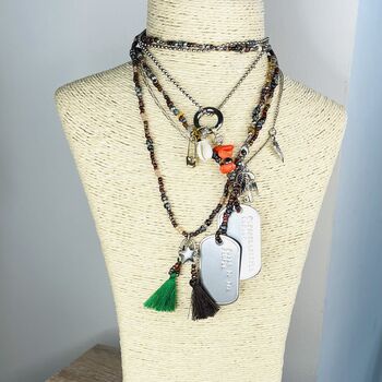 Picasso Beaded Dog Tag Charm Necklace, 2 of 5