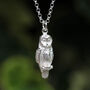 Barn Owl Silver Necklace, thumbnail 4 of 8