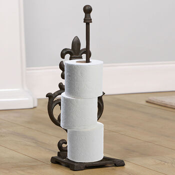 Cast Iron Vintage Free Standing Toilet Roll Holder, 3 of 6