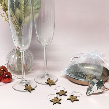 Personalised Christmas Star Wine Glass Charms, 2 of 12