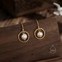 Genuine Freshwater Pearl And Circle Drop Earrings, thumbnail 4 of 9