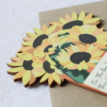 Personalised Sunflowers Card In Wood, 5 of 5