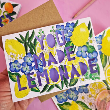 'You Made Lemonade' Paper Cut Congratulations Card, 3 of 5