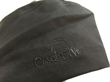 Black Twill Cap Cycle Helmet And Cover Unisex, 5 of 6