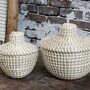 Set Of Two Seagrass Baskets With Lids, thumbnail 1 of 2