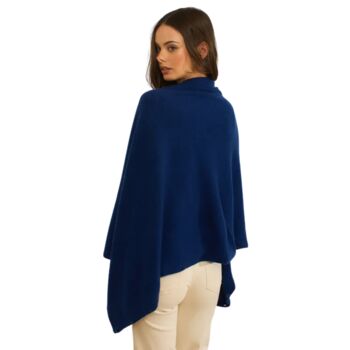 Navy Blue 100% Cashmere Multi Ways Button Poncho Gift Boxed, 8 of 10