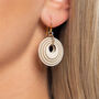 Cream And Pearlescent Taupe Stripey Circular Earrings, thumbnail 2 of 7