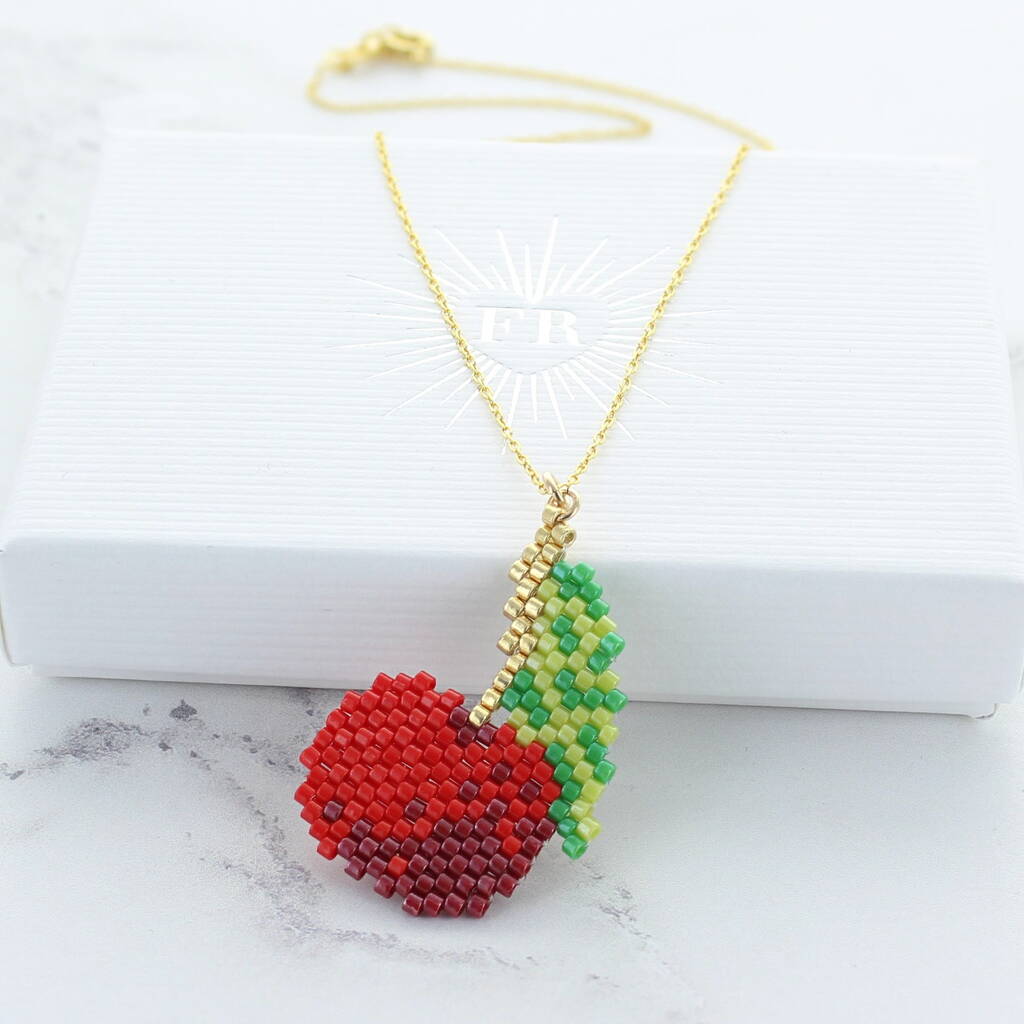 Cherry Bead Charm Necklace By Francesca Rossi Designs