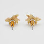 Gold Flying Pig Stud Earrings, thumbnail 5 of 9