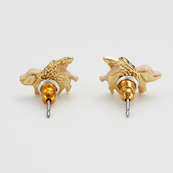 Gold Flying Pig Stud Earrings, 5 of 9