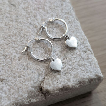 Heart Charm Hoop Earrings, 2 of 12