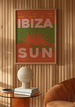 Ibiza Print | Holiday | Poster | Wall Art | A5 A4 A3 | Sun | Bold | Typographic | Wall Decor | Destination | Summer | Retro | Boho, 4 of 4