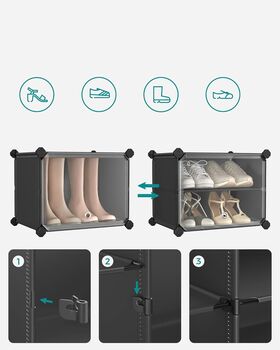 Ten Slot Interlocking Shoe Rack Storage Cabinet Black, 6 of 8