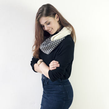 Triangle Knitted Circle Scarf In Monochrome, 4 of 6
