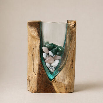 Triangular Molten Glass Vase And Decorative Centrepiece, 2 of 6