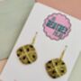 Hot Cross Bun Glitter Earrings, thumbnail 2 of 5