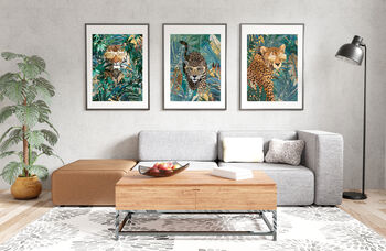 Tiger And Gold Jungle With Sunglasses Wall Art Print, 5 of 7