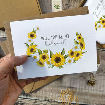 Sunflowers Will You Be My Bridesmaid Card, 3 of 6